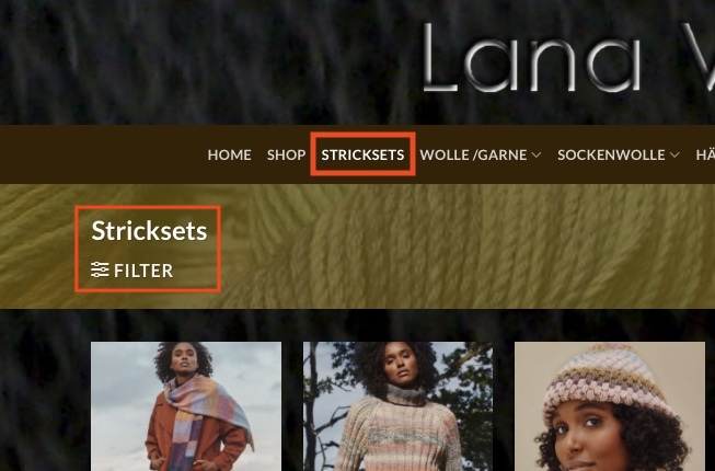 Screenshot Stricksets im Hauptmenu