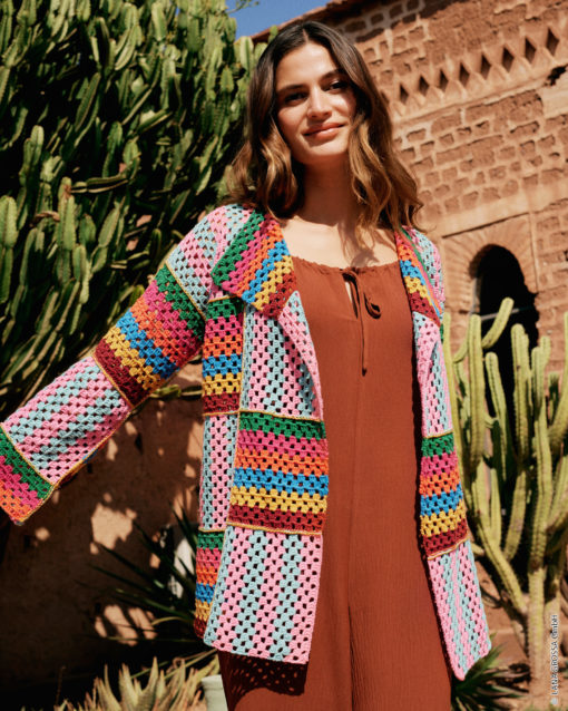 Cardigan Aus Bunten Quadratischen Motiven - Elastico