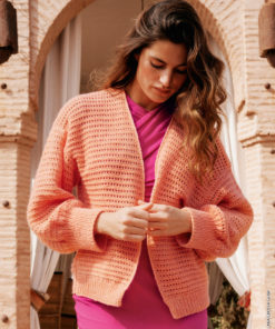 Cardigan Im Lochmuster Mit Querrippen - Ecopuno