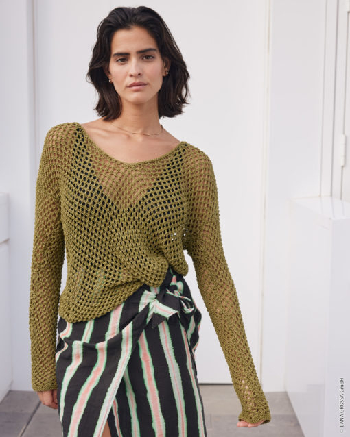 Strickset Pullover Im Lochmuster Aus Solo Lino Von Lana Grossa