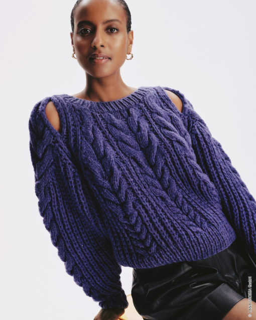 Strickset Zopfmuster Pullover Aus Lala Berlin Lovely Cotton Von Lana Grossa