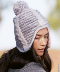 Strickset Mütze Mit Zopfstreifen aus Ecopuno Chunky von Lana Grossa