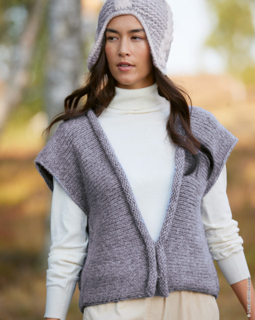 Strickset Weste Glatt Rechts Aus Ecopuno Chunky Von Lana Grossa