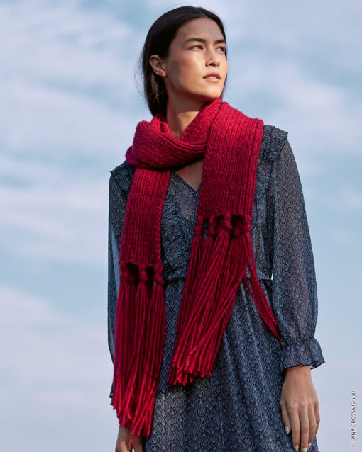 Strickset Schal Mit Fransen Aus Ecopuno Chunky Von Lana Grossa
