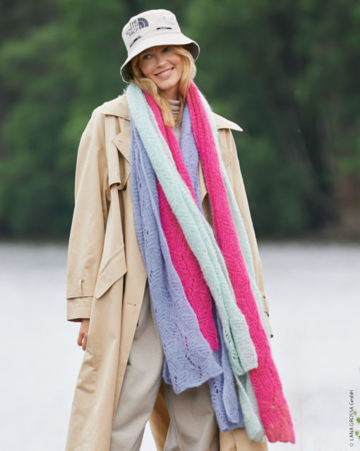 Strickset Schal Im Ajourmuster Aus Setasuri Big Von Lana Grossa