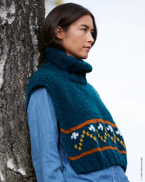 Strickset Poncho Mit Jacquardmuster Aus Ecopuno Chunky Von Lana Grossa