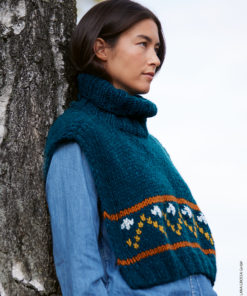 Strickset Poncho Mit Jacquardmuster aus Ecopuno Chunky von Lana Grossa