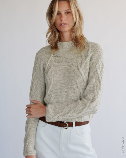 Strickset Kurzpullover Mit Zopfstreifen Aus Natural Alpaca Pelo Von Lana Grossa