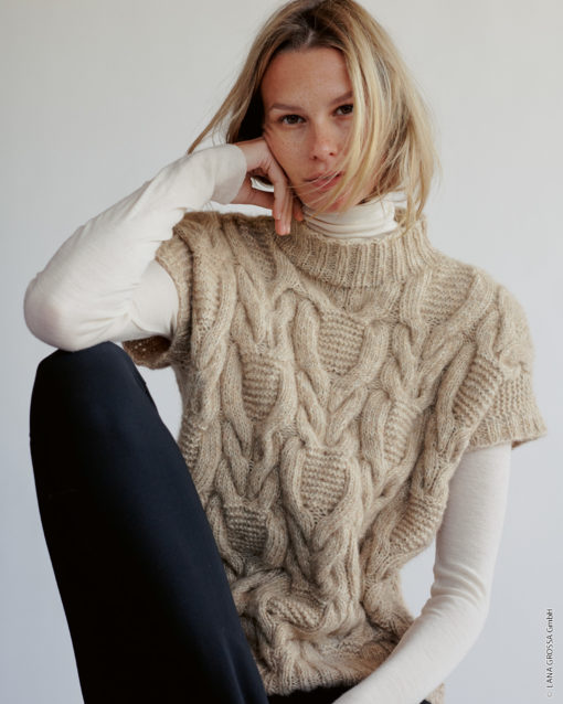 Strickset Pullunder Mit Zopfmuster Aus Natural Alpaca Pelo Von Lana Grossa
