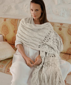 Stola Mit Häkelbordüren - Natural Alpaca Pelo