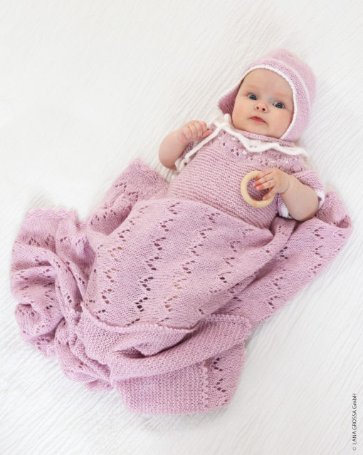 Strickset Decke Mit Ajourmuster Aus Ecopuno Von Lana Grossa