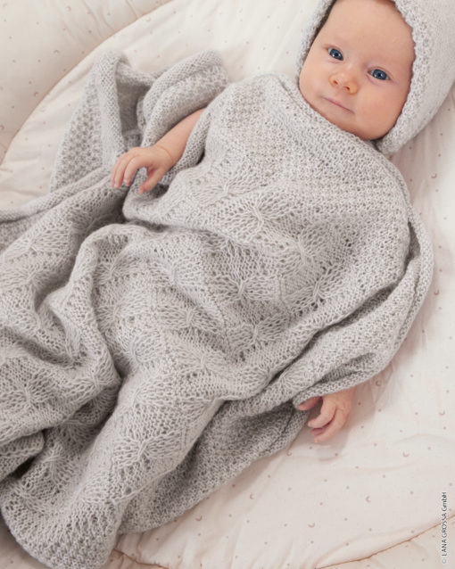 Strickset Decke Im Patent-Zopfmuster Aus Ecopuno Von Lana Grossa