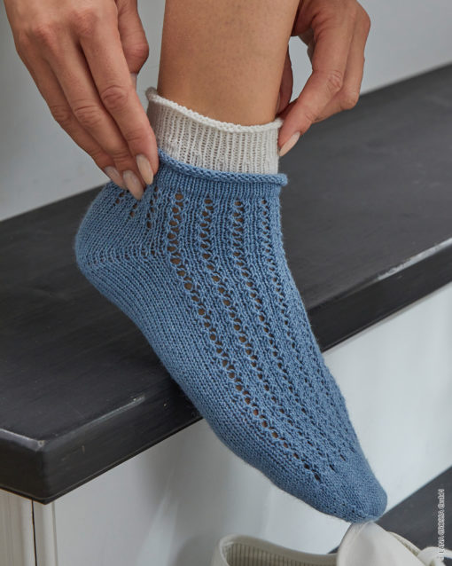Strickset Socken Mit Lochmuster Aus Meilenweit 100 Cotton Bamboo Von Lana Grossa