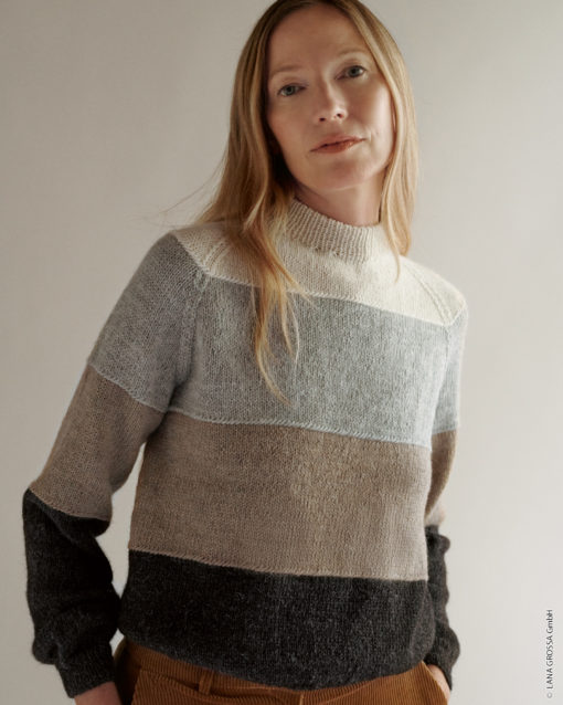 Strickset Raglanpullover In Blockstreifen Aus Natural Alpaca Classico Von Lana Grossa