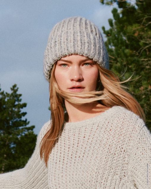 Strickset Mütze Im Zweifarbigem Patentmuster Aus Ecopuno Und Setasuri Von Lana Grossa