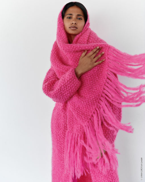 Strickset Schal Mit Perlmuster Aus Mohair Moda Von Lana Grossa