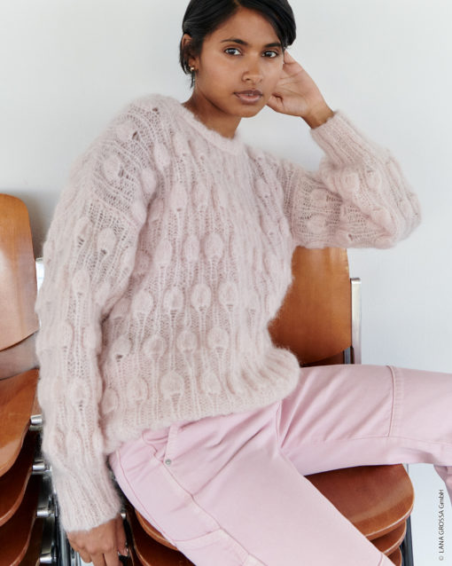 Strickset Pullover Mit Tropfenmuster Aus Mohair Moda Von Lana Grossa