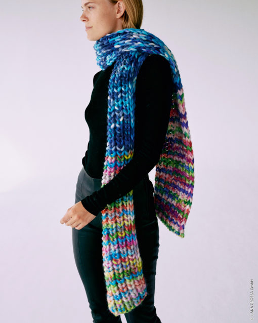 Strickset Schal Im Halbpatent Aus Confetti Von Lana Grossa