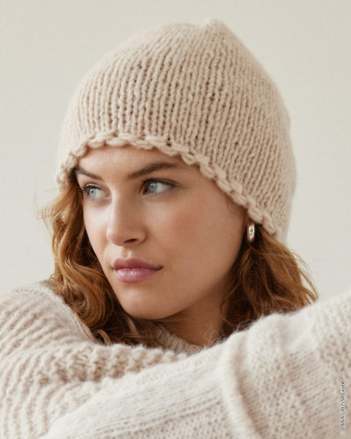 Strickset Mütze Mit Kreuzanschlag Aus Ecopuno Chunky Von Lana Grossa