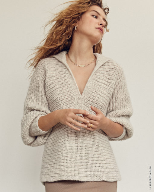 Strickset Pullover Im Halbpatent Aus Natural Alpaca Pelo Von Lana Grossa