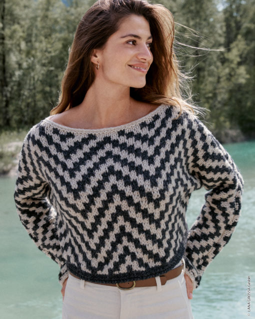 Strickset Pullover Im Hebemaschenmuster Aus Lala Berlin Lovely Cotton Von Lana Grossa