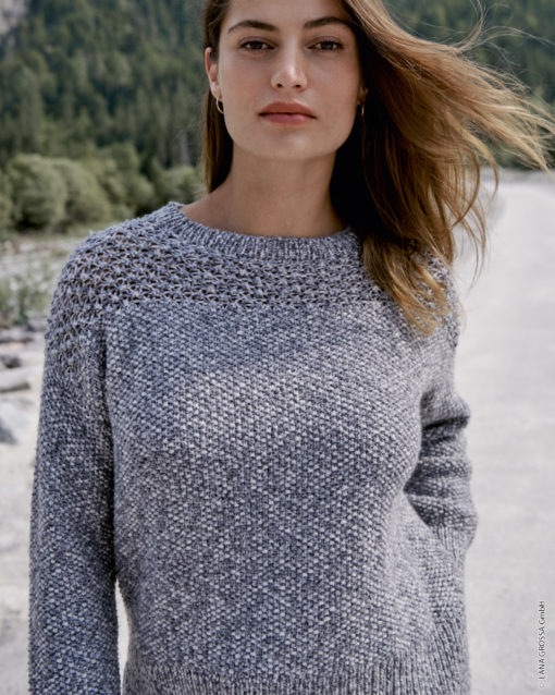 Strickset Pullover Mit Perlmuster Aus Cool Merino Print Von Lana Grossa