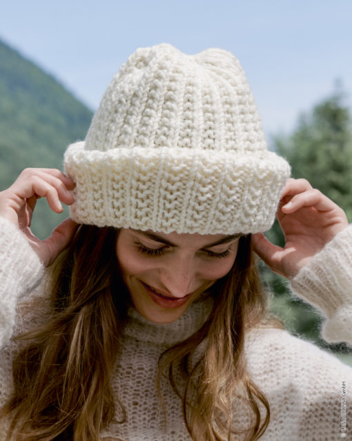 Strickset Mütze Im Rippenmuster Aus Cool Merino Big Von Lana Grossa