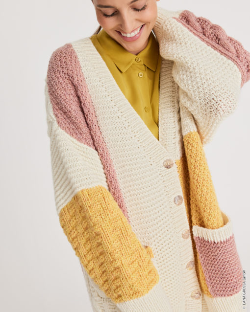 Strickset Jacke Im Mustermix Aus Cool Merino Big Von Lana Grossa