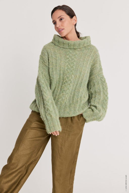 Strickset Pullover Mit Zopfmuster Aus Natural Alpaca Lungo Von Lana Grossa