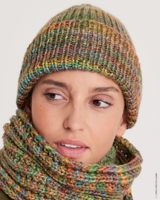 Strickset Mütze Im Rippenmuster Aus Cool Merino Big Color Von Lana Grossa