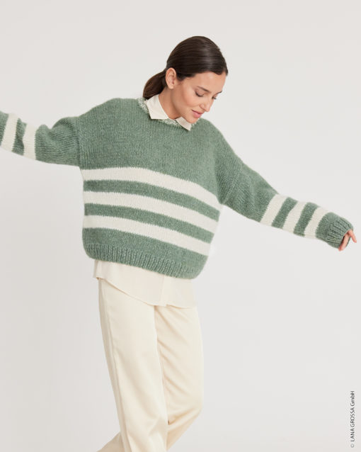 Strickset Pullover Mit Streifen Aus Alpaca Air Von Lana Grossa
