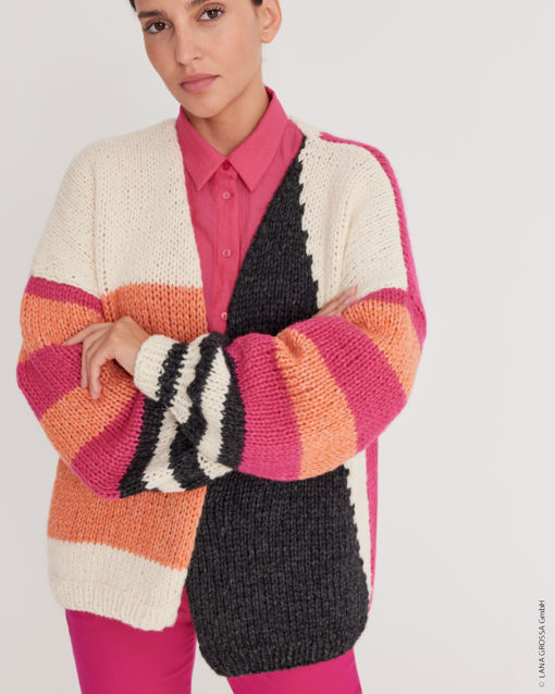 Strickset Cardigan In Intarsientechnik Aus Lala Berlin Lovely Cotton Von Lana Grossa
