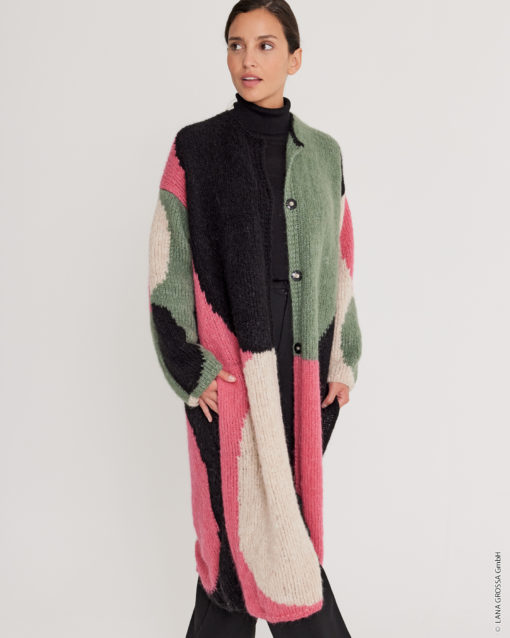 Strickset Mantel In Intarsientechnik Aus Alpaca Air Von Lana Grossa
