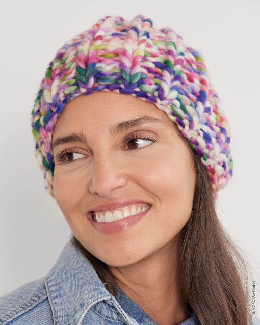 Strickset Mütze Im Rippenmuster Aus Confetti Von Lana Grossa