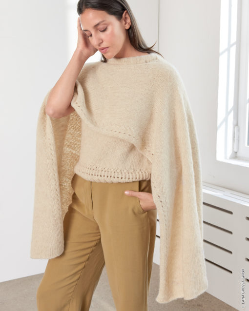 Strickset Cape Mit Musterborte Aus Natural Alpaca Pelo Von Lana Grossa