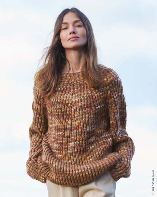 Strickset Pullover Mit Rundpasse Aus Cool Merino Big Color Von Lana Grossa