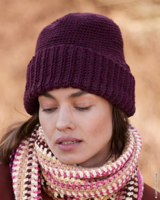 Strickset Häkel-Mütze Im Reliefmuster Aus Cool Merino Von Lana Grossa