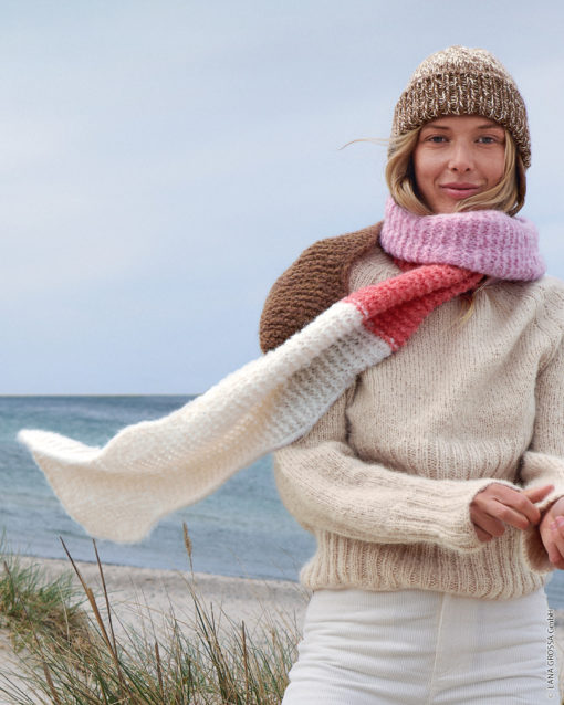 Strickset Colorblockschal Aus Natural Alpaca Lungo Von Lana Grossa