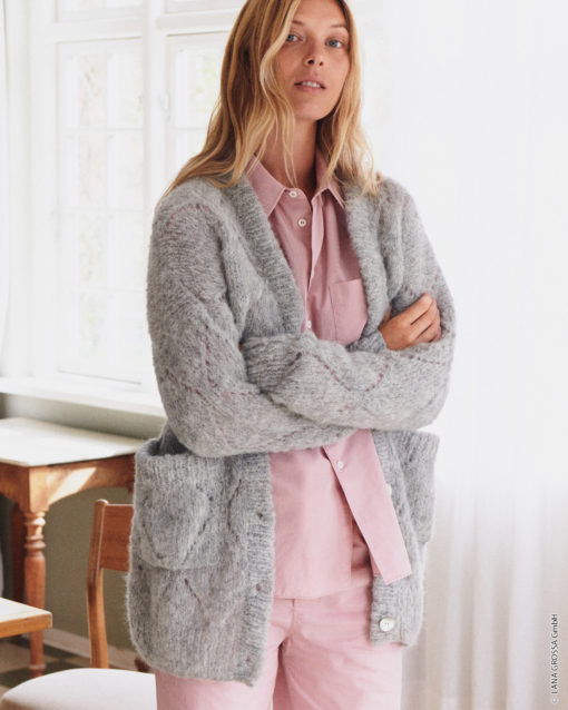 Strickset Top Down Longcardigan Aus Natural Alpaca Lungo Von Lana Grossa