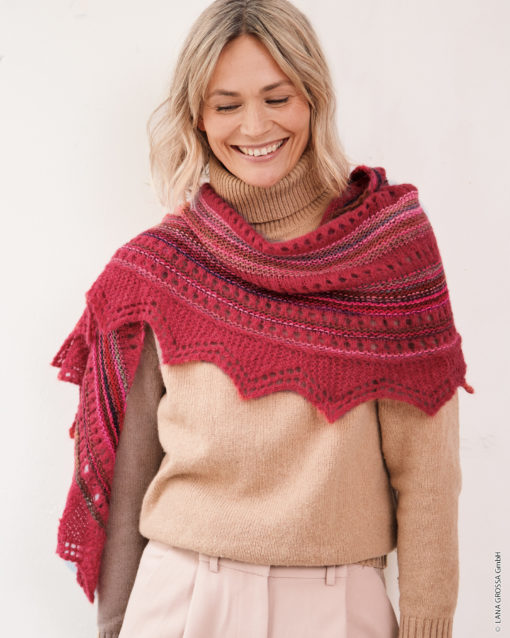 Strickset Tuch Mit Zackenborte Aus Colorissimo Und Setasuri Big Von Lana Grossa
