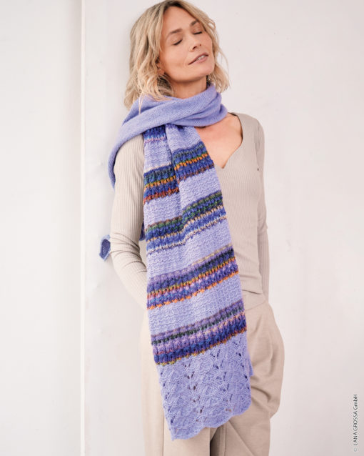 Strickset Tuch Mit Zopfmuster Aus Ecopuno Und Colorissimo Von Lana Grossa