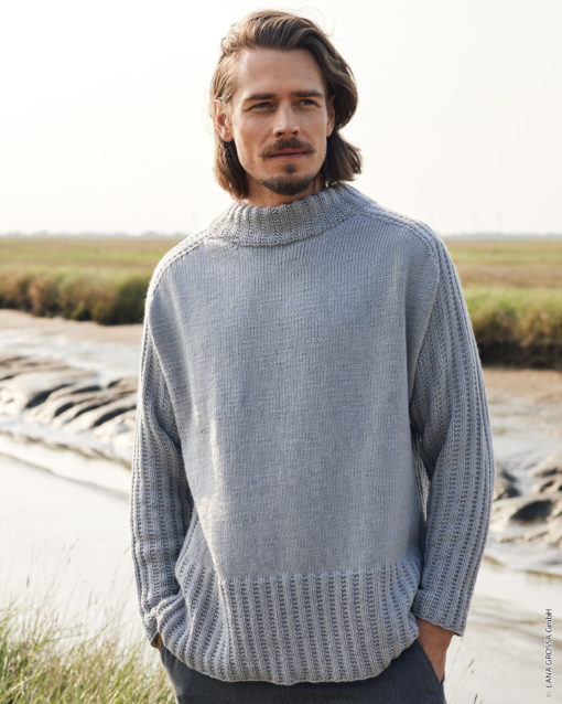 Strickset Top Down Pullover Mit  Stehkragen Aus Cool Wool Big Von Lana Grossa