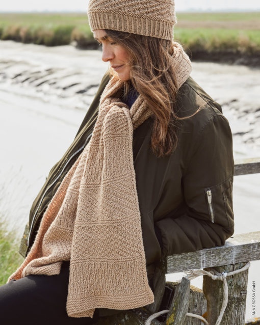 Strickset Schal Im Strukturmuster Aus Merino Uno Von Lana Grossa