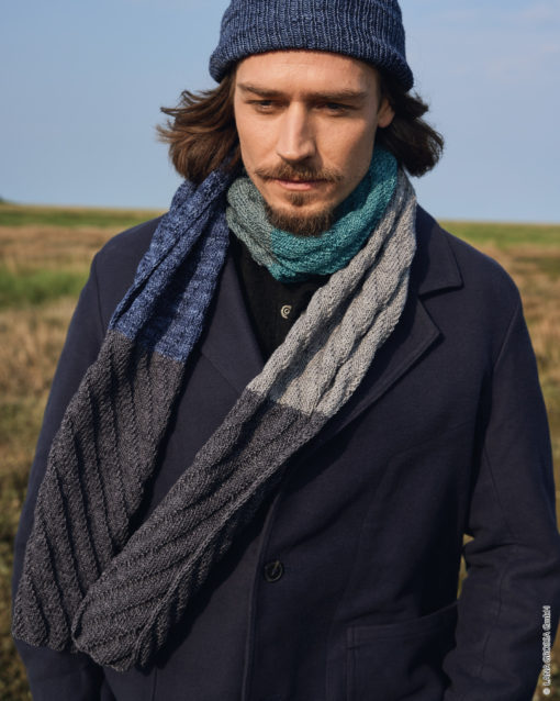 Strickset Herrenschal Im Strukturmuster Aus Cool Wool Vintage Von Lana Grossa
