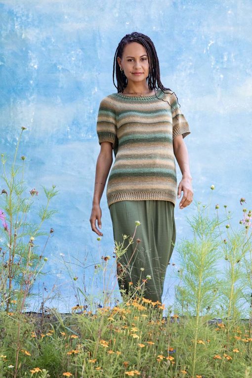 Strickset Kurzarmpullover Top Down Aus Silk Color Von Lang Yarns