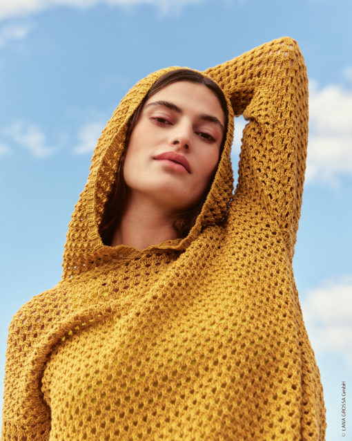 Strickset Hoodie Im Lochmuster Aus Cotton Wool Von Lana Grossa