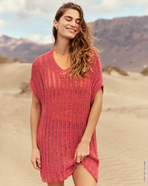 Strickset Minikleid Im Fallmaschenmuster Aus Linissimo Und Solo Lino Von Lana Grossa