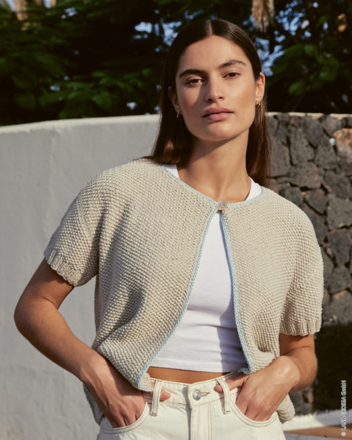 Strickset Kurzarmjacke Im Perlmuster Aus Organico Gots Von Lana Grossa