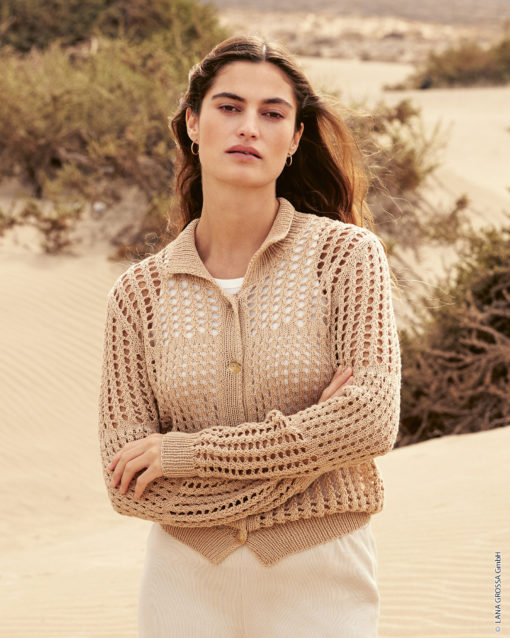 Strickset Jacke In Ajourmustern Aus Cotton Wool Von Lana Grossa