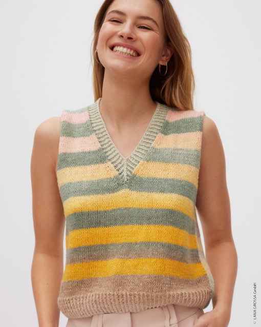 Strickset Streifen Pullunder Aus Cotonella Von Lana Grossa